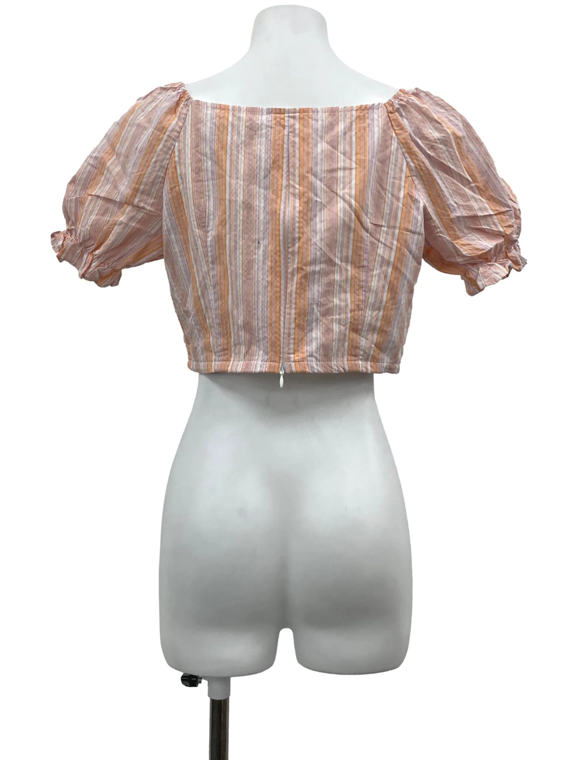 Pink Stripes Puff Sleeve Top