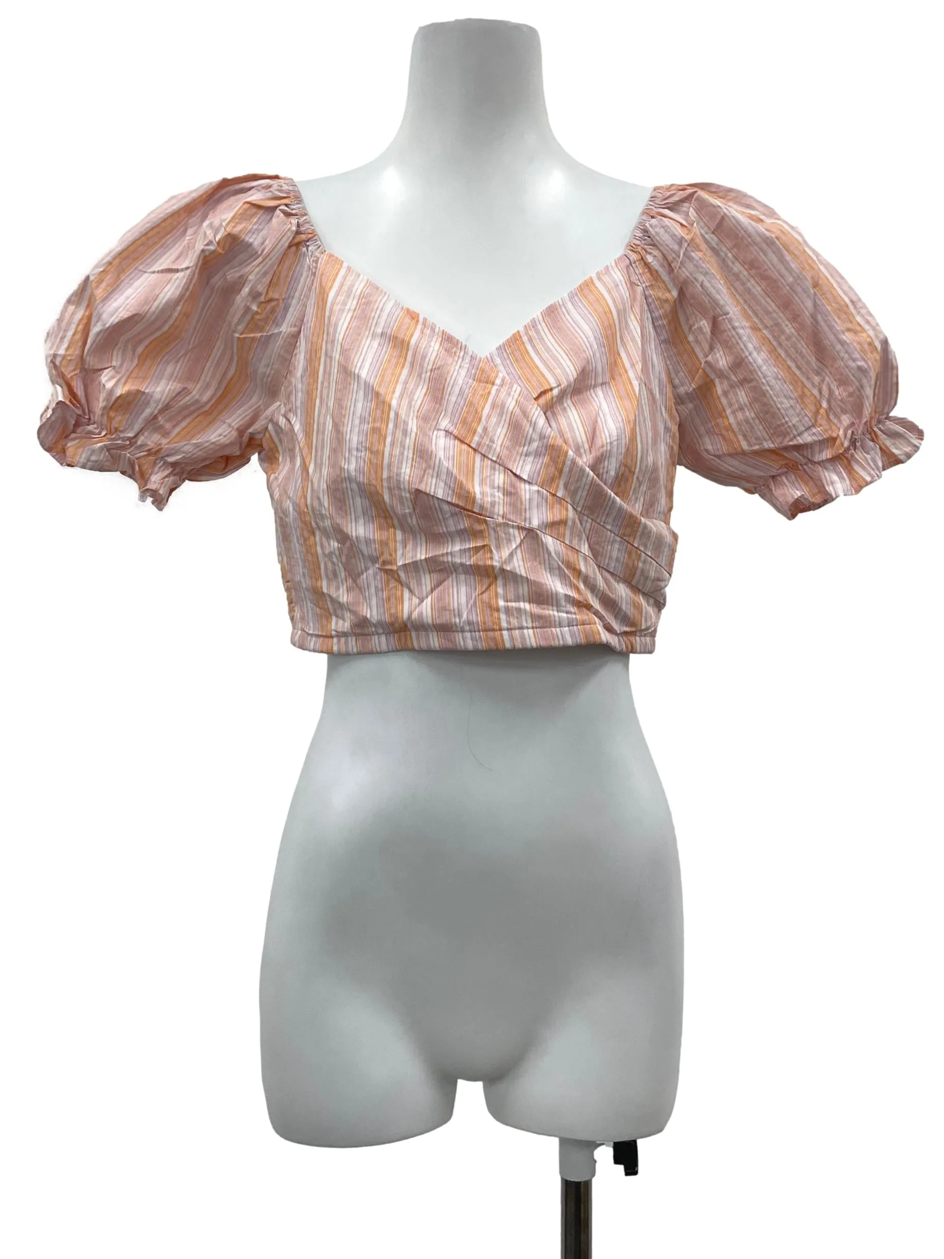 Pink Stripes Puff Sleeve Top