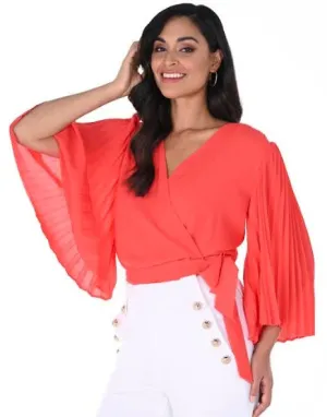 Pleat Sleeve Top Fire