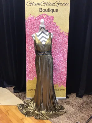 Plus Size V-neck Spaghetti Strap Dress With Bling