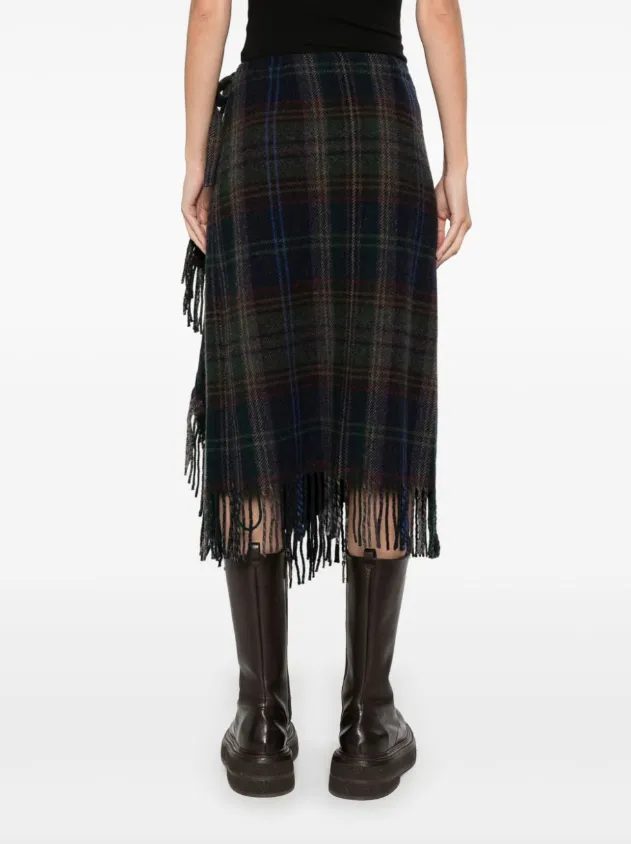Polo Ralph Lauren fringe-trim plaid wrap skirt