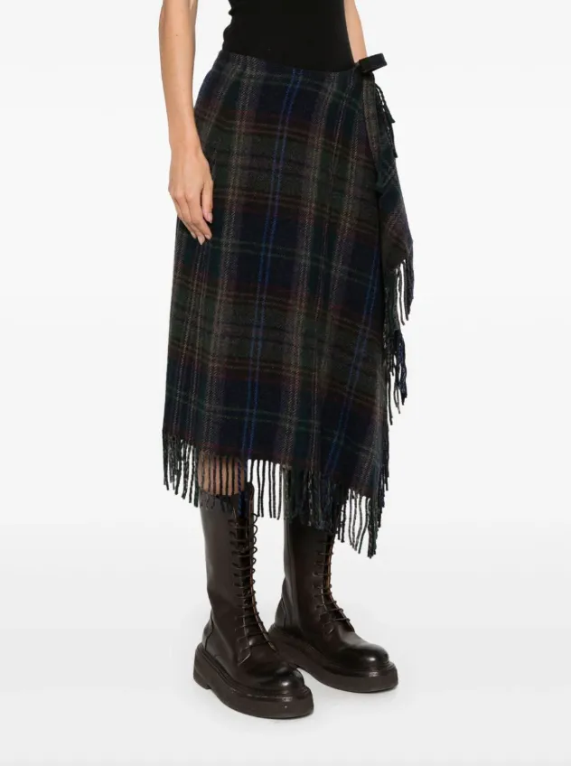 Polo Ralph Lauren fringe-trim plaid wrap skirt