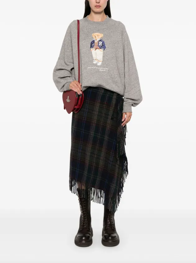 Polo Ralph Lauren fringe-trim plaid wrap skirt