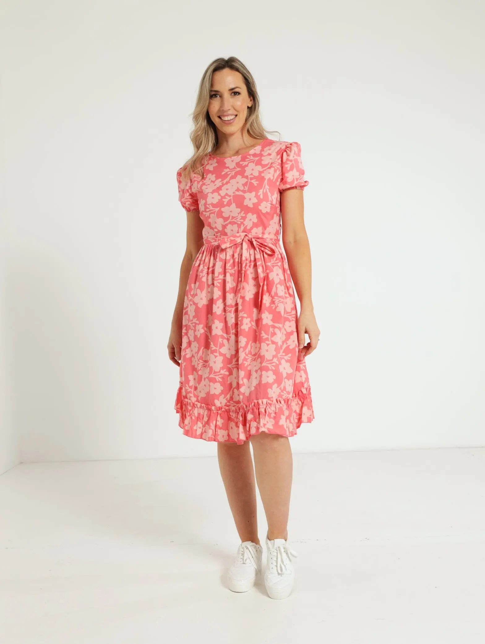 Poplin Tea Dress - Coral