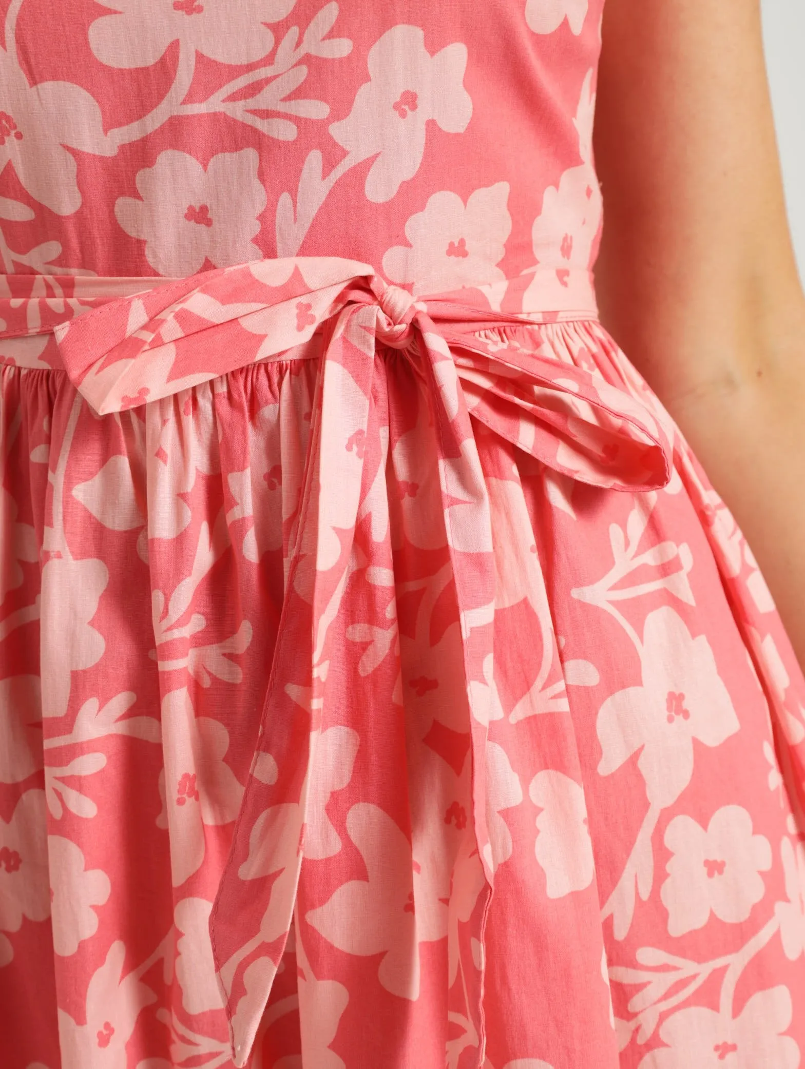 Poplin Tea Dress - Coral