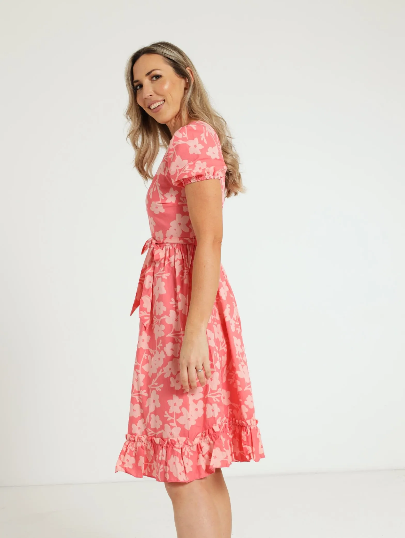 Poplin Tea Dress - Coral