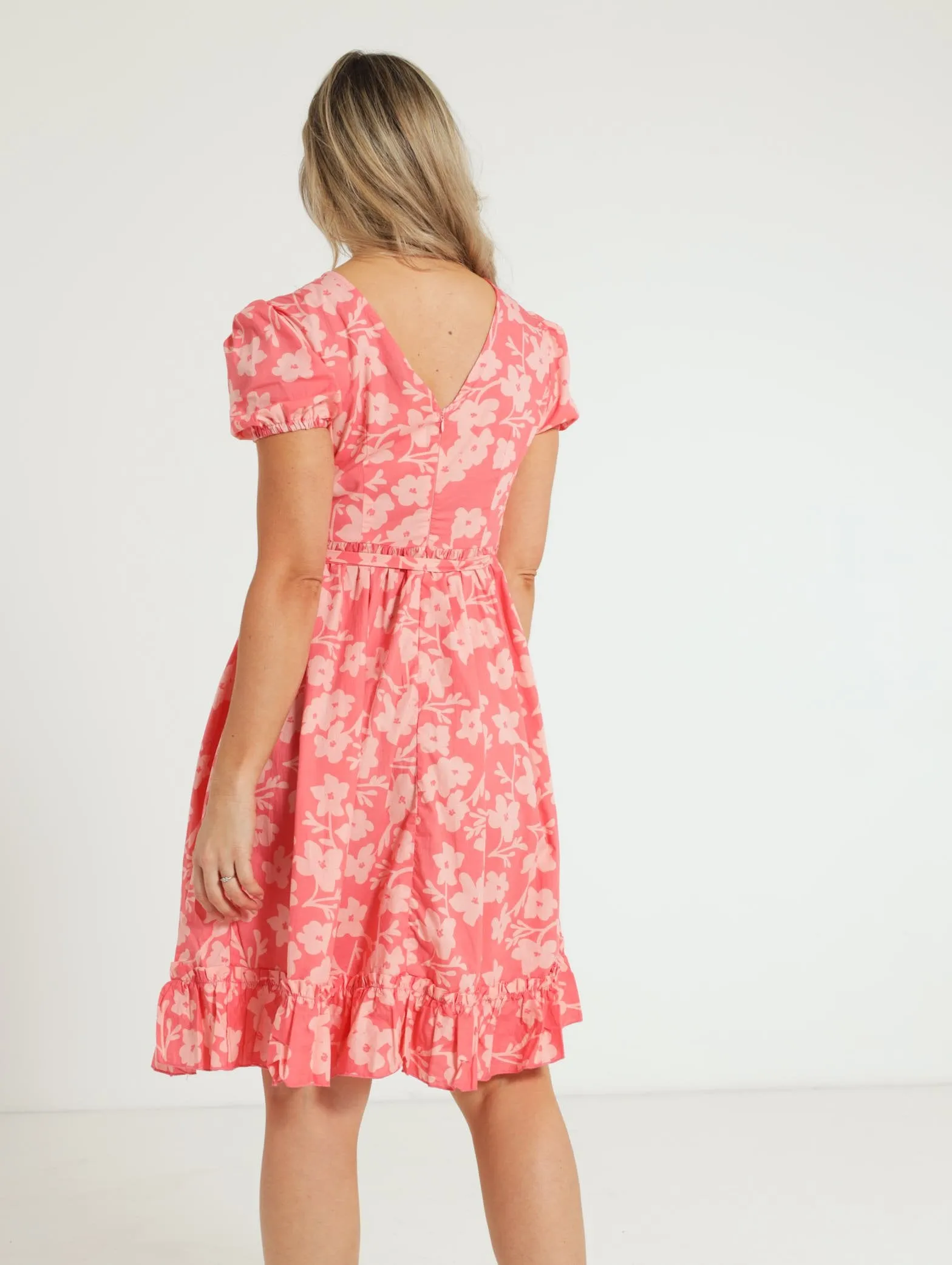 Poplin Tea Dress - Coral