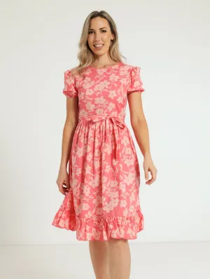 Poplin Tea Dress - Coral