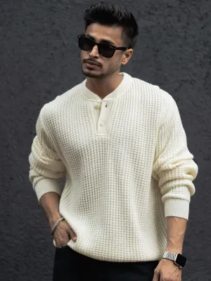 Powerlook Self Design Henley Neck Sweaters