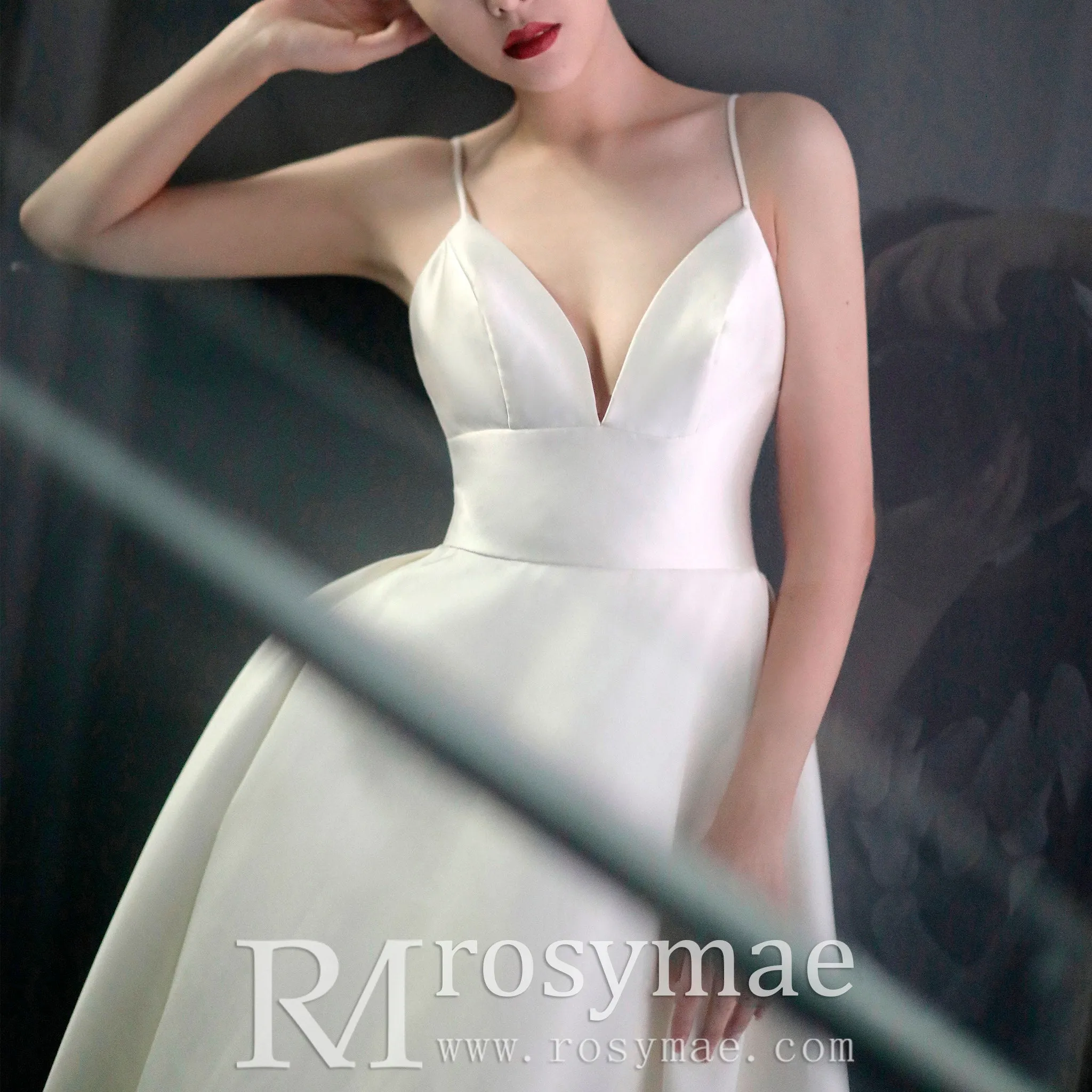 Princess A-line Tea Length Wedding Dress with Spaghetti Straps
