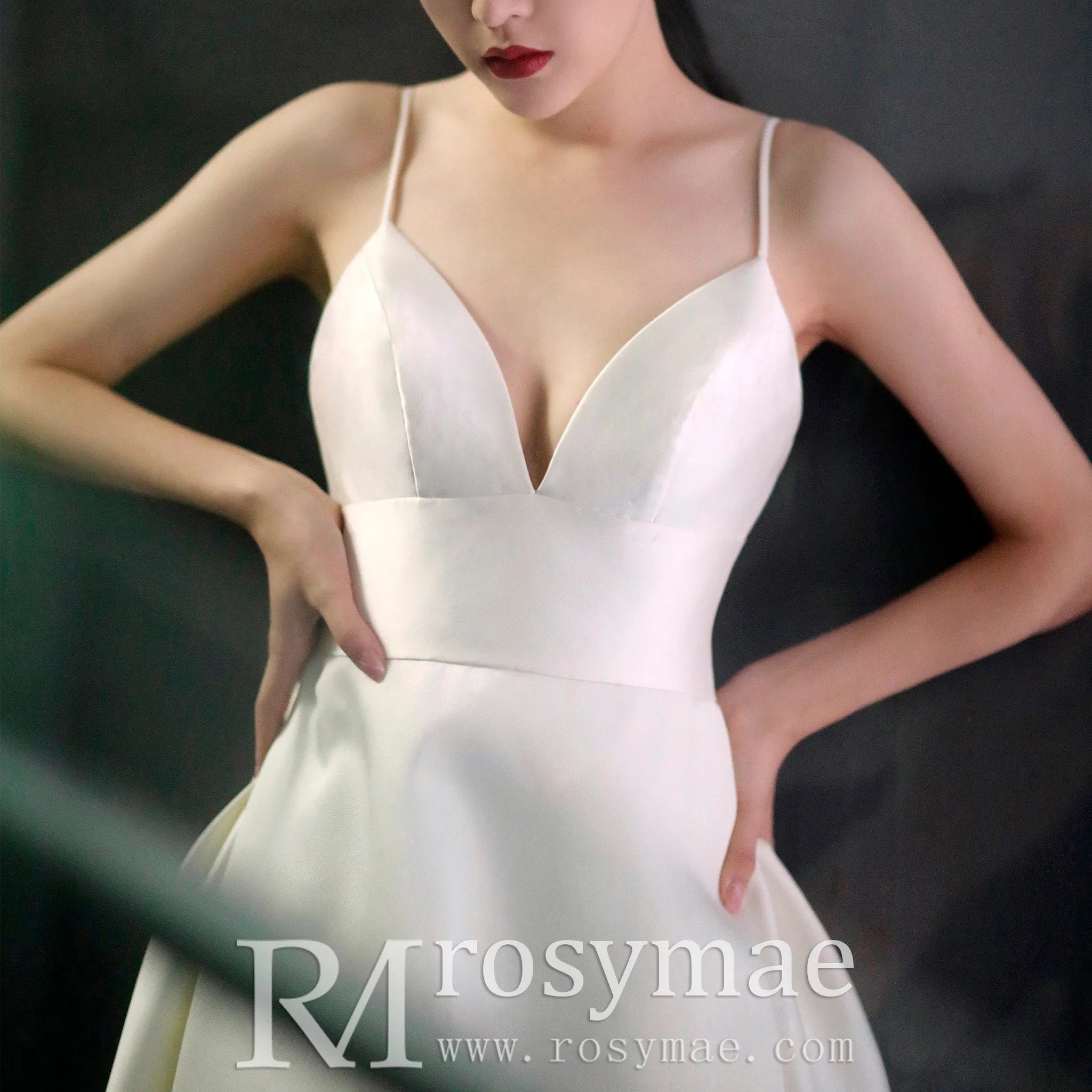 Princess A-line Tea Length Wedding Dress with Spaghetti Straps