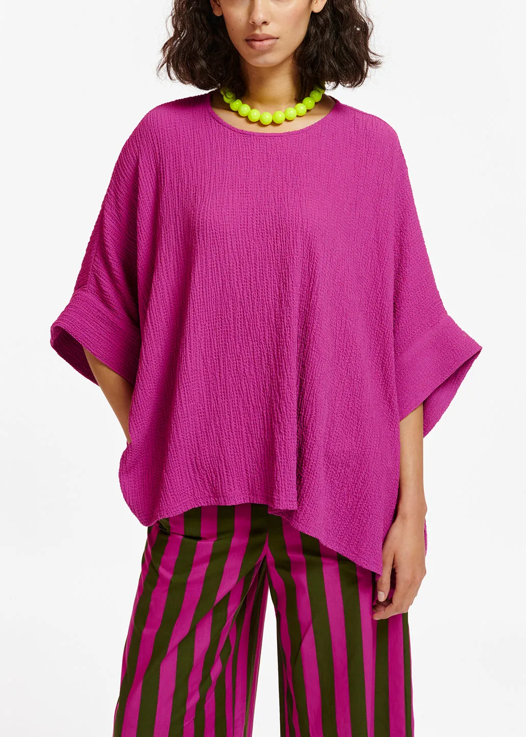 Purple oversized seersucker top