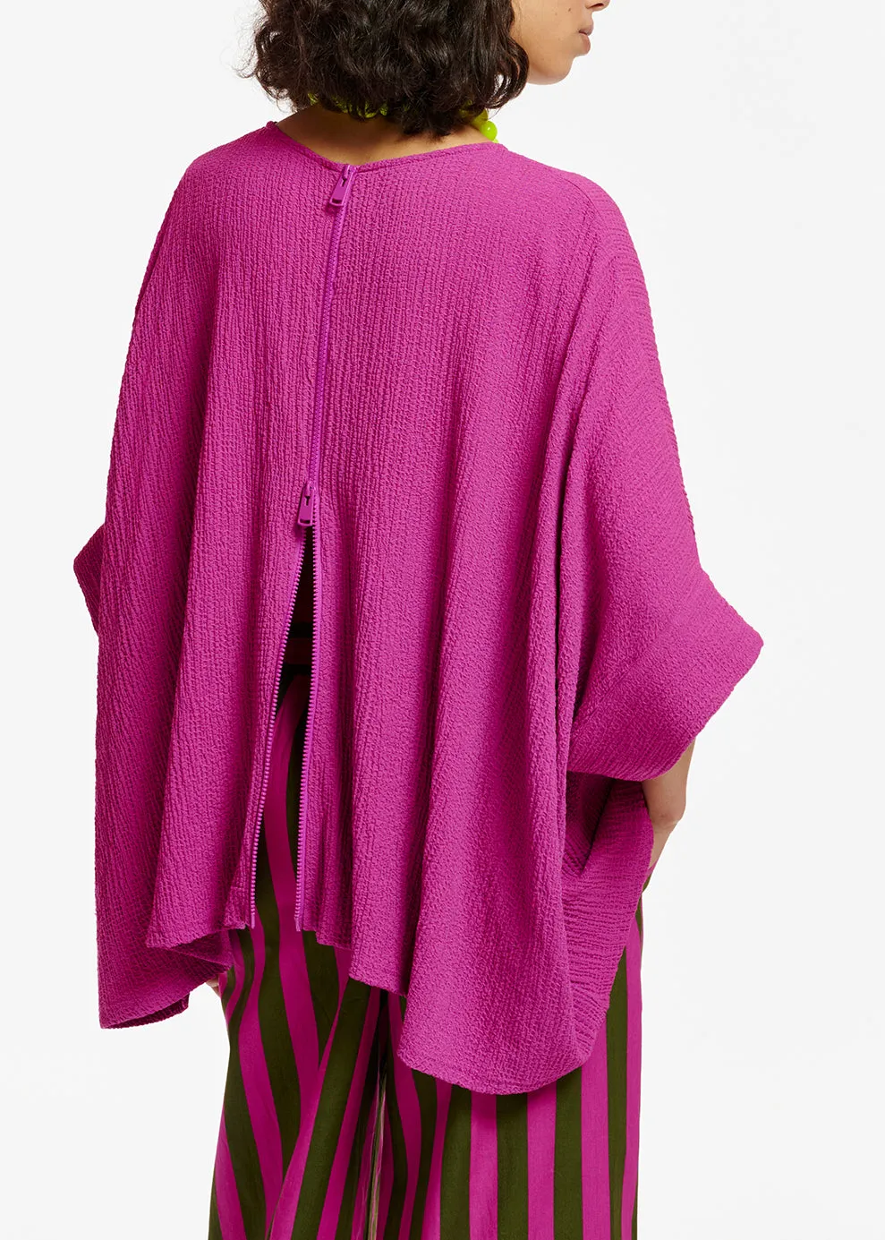 Purple oversized seersucker top