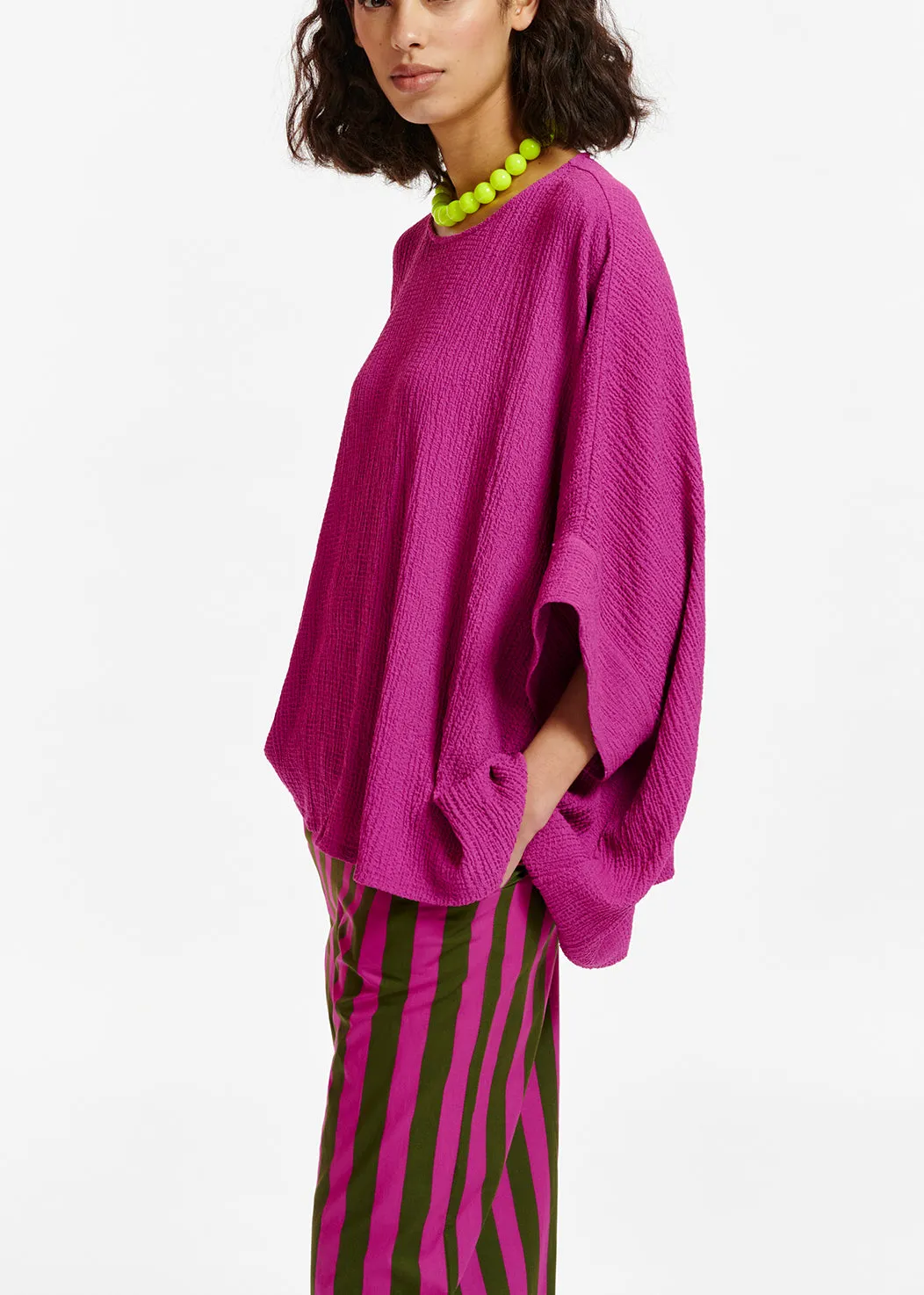 Purple oversized seersucker top