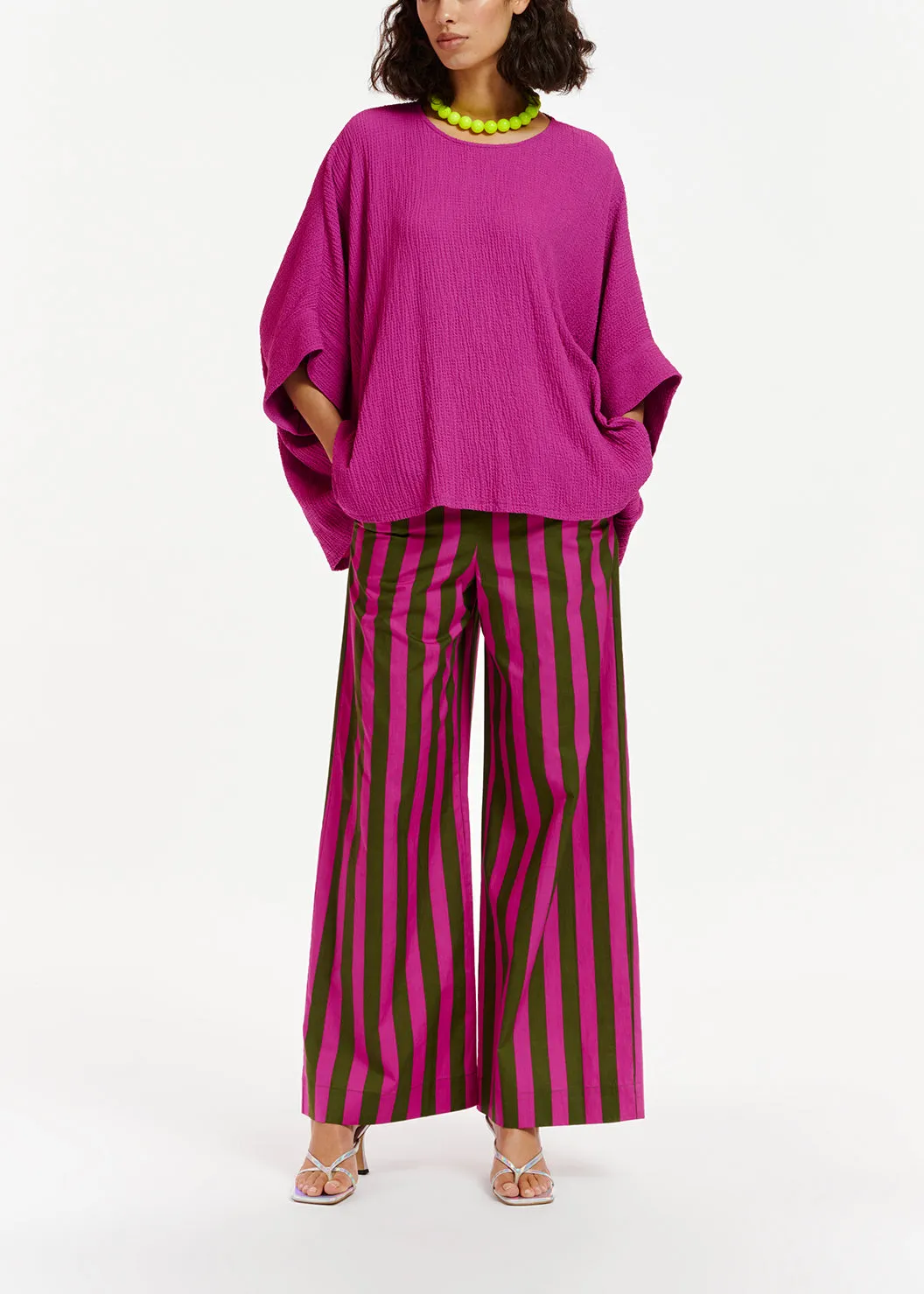 Purple oversized seersucker top