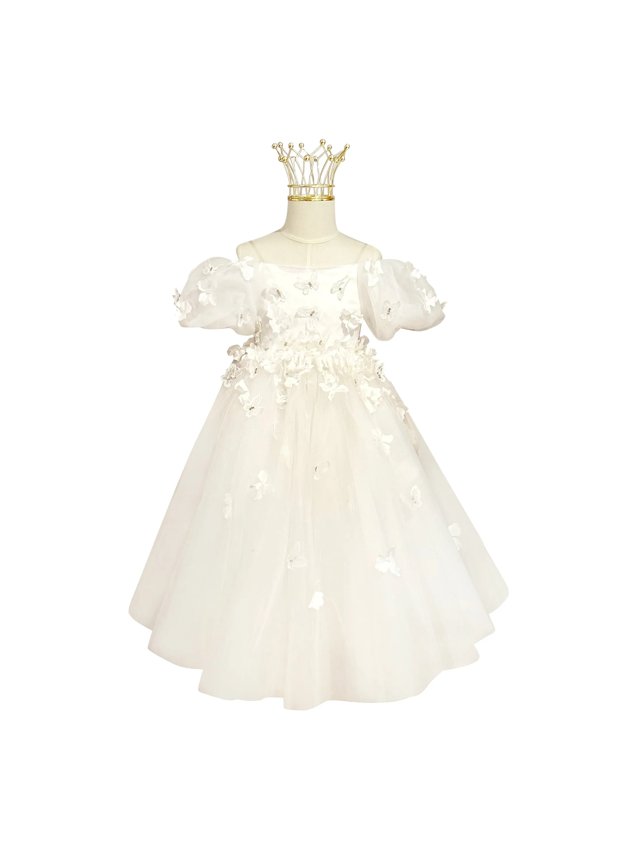 "Enchanted" Mimi Miya Couture - Flower Girl Tulle Dress with 3D Flowers And Butterflies
