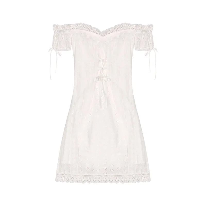 "WHITE LACE EMBROIDERY" DRESS N082905