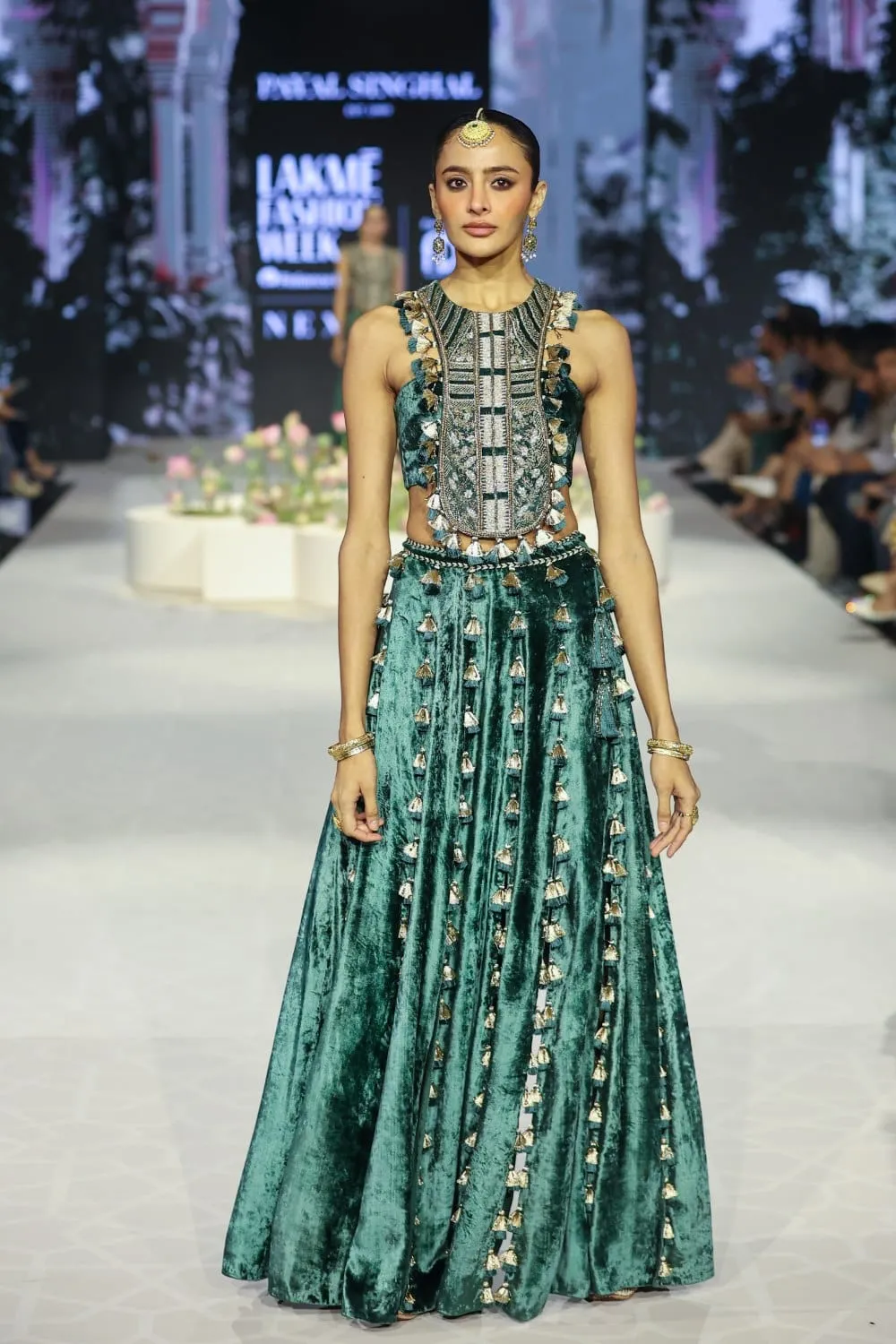 Raina Emerald Green Embroidered Choli With Slit Skirt