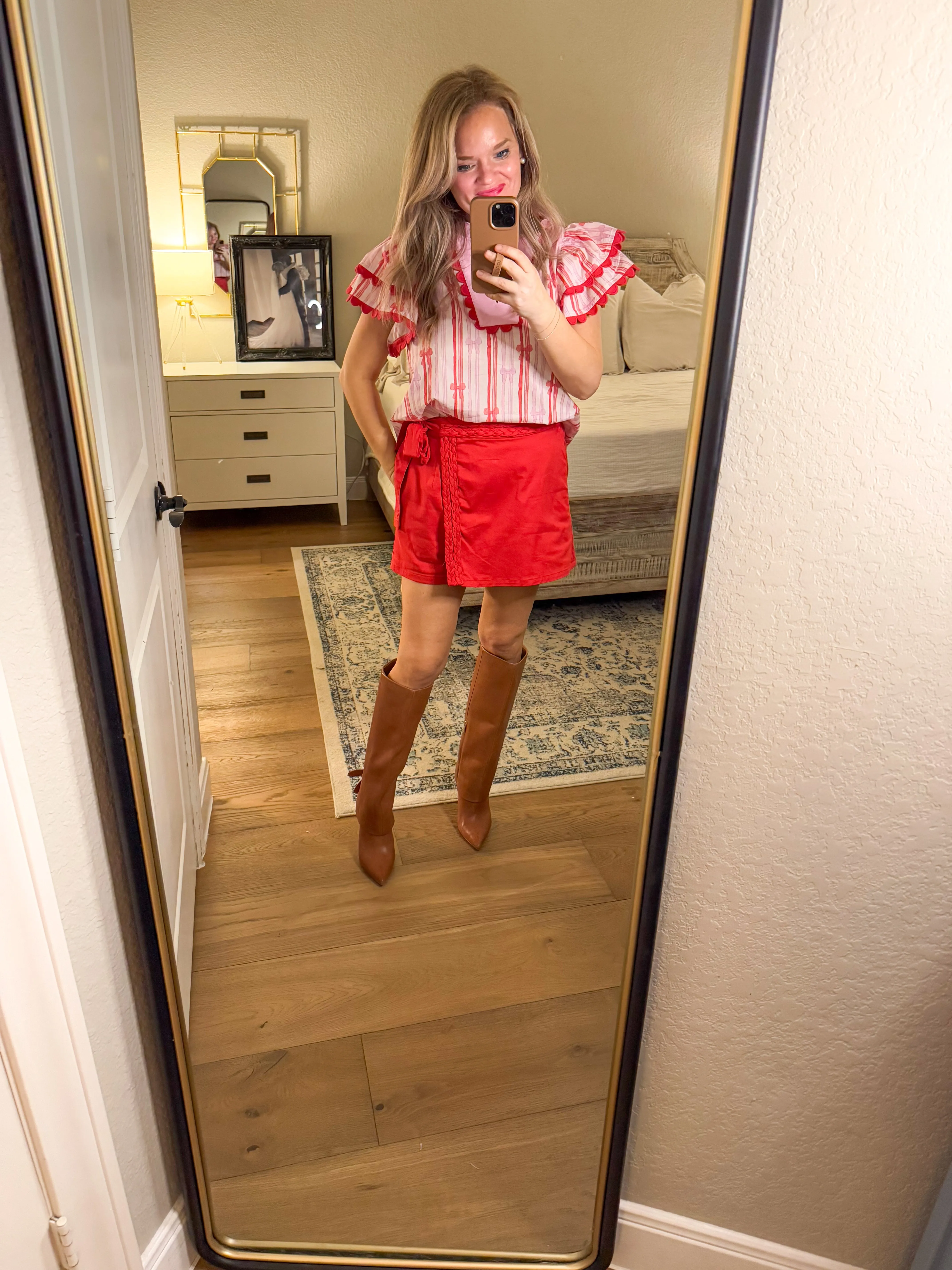 Red & Pink Bow Blouse