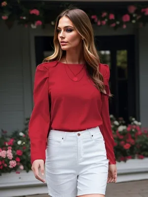 Red Full Sleeves With Sleeve Detail Top