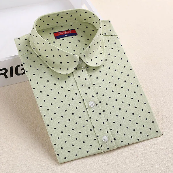 Red Polka Dot Shirt Dots Women Shirts Bohemia Long Sleeve Blouses Polka Dot White Women Shirts Blouses