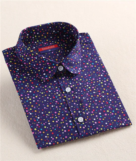 Red Polka Dot Shirt Dots Women Shirts Bohemia Long Sleeve Blouses Polka Dot White Women Shirts Blouses