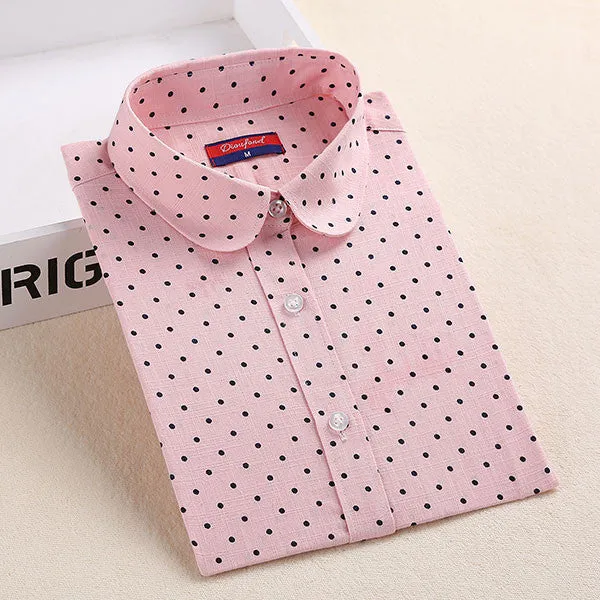 Red Polka Dot Shirt Dots Women Shirts Bohemia Long Sleeve Blouses Polka Dot White Women Shirts Blouses