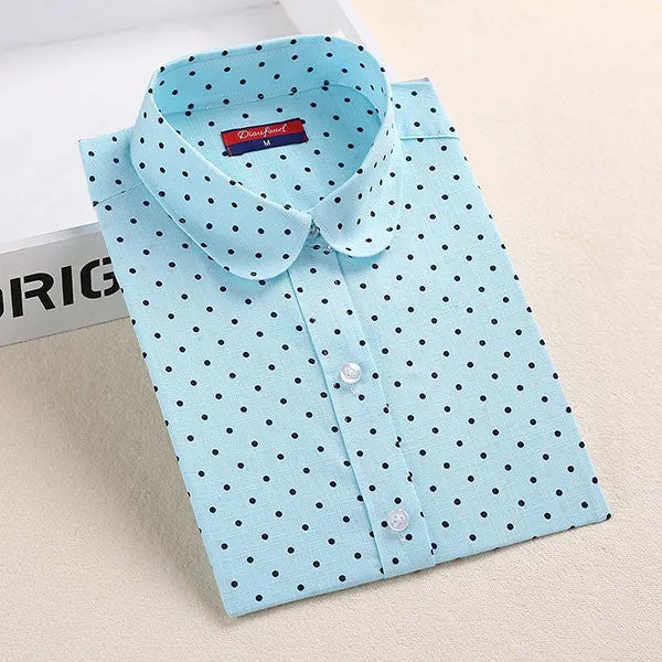 Red Polka Dot Shirt Dots Women Shirts Bohemia Long Sleeve Blouses Polka Dot White Women Shirts Blouses