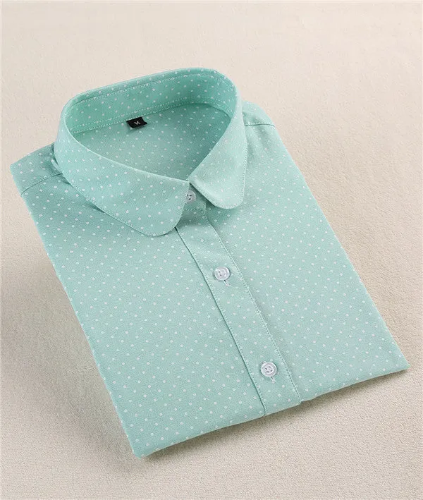 Red Polka Dot Shirt Dots Women Shirts Bohemia Long Sleeve Blouses Polka Dot White Women Shirts Blouses