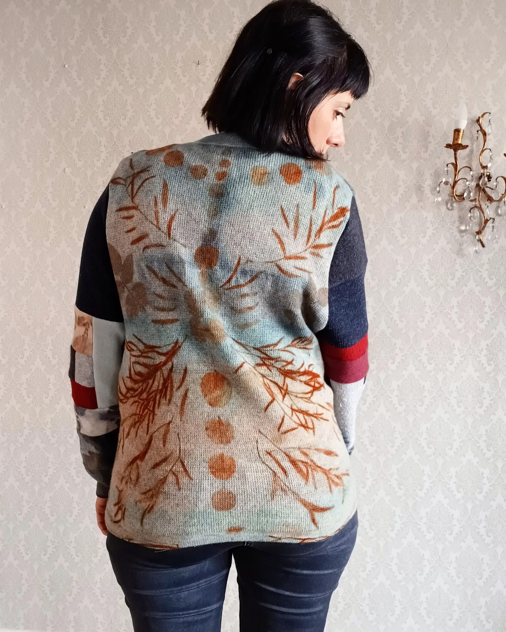 Reeds & Rushes Eco Print Long Lambswool Pullover - Hand Dyed