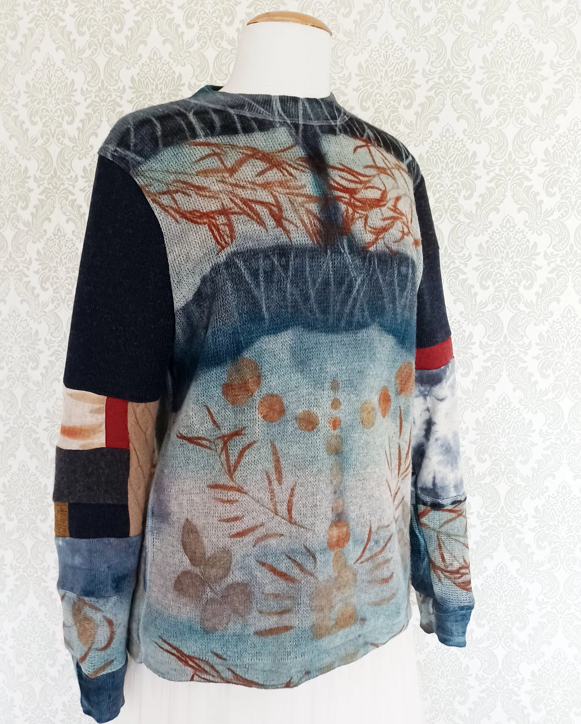 Reeds & Rushes Eco Print Long Lambswool Pullover - Hand Dyed