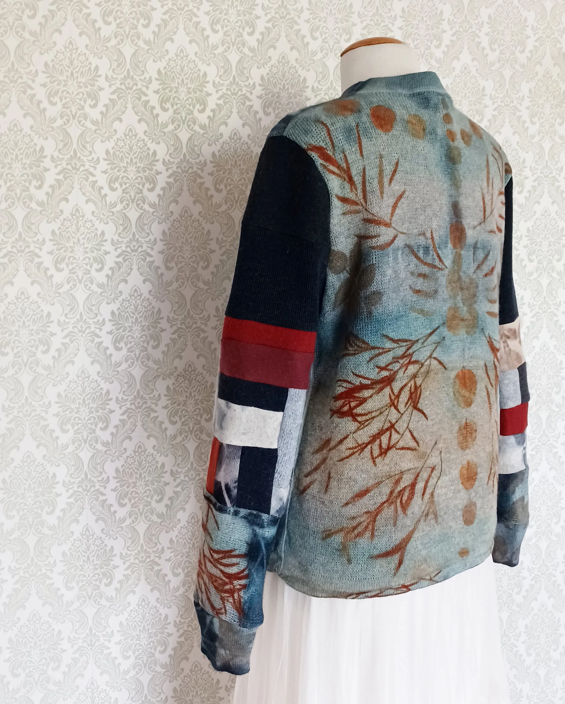 Reeds & Rushes Eco Print Long Lambswool Pullover - Hand Dyed