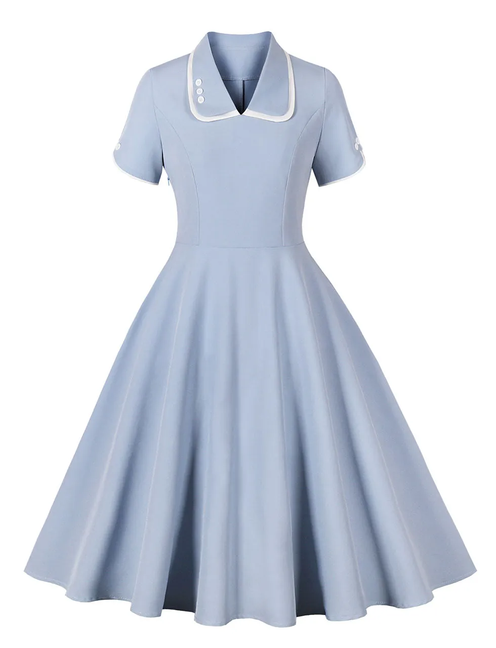 Rose Turn Down Collar Short Sleeve 1950S Vintage Dress