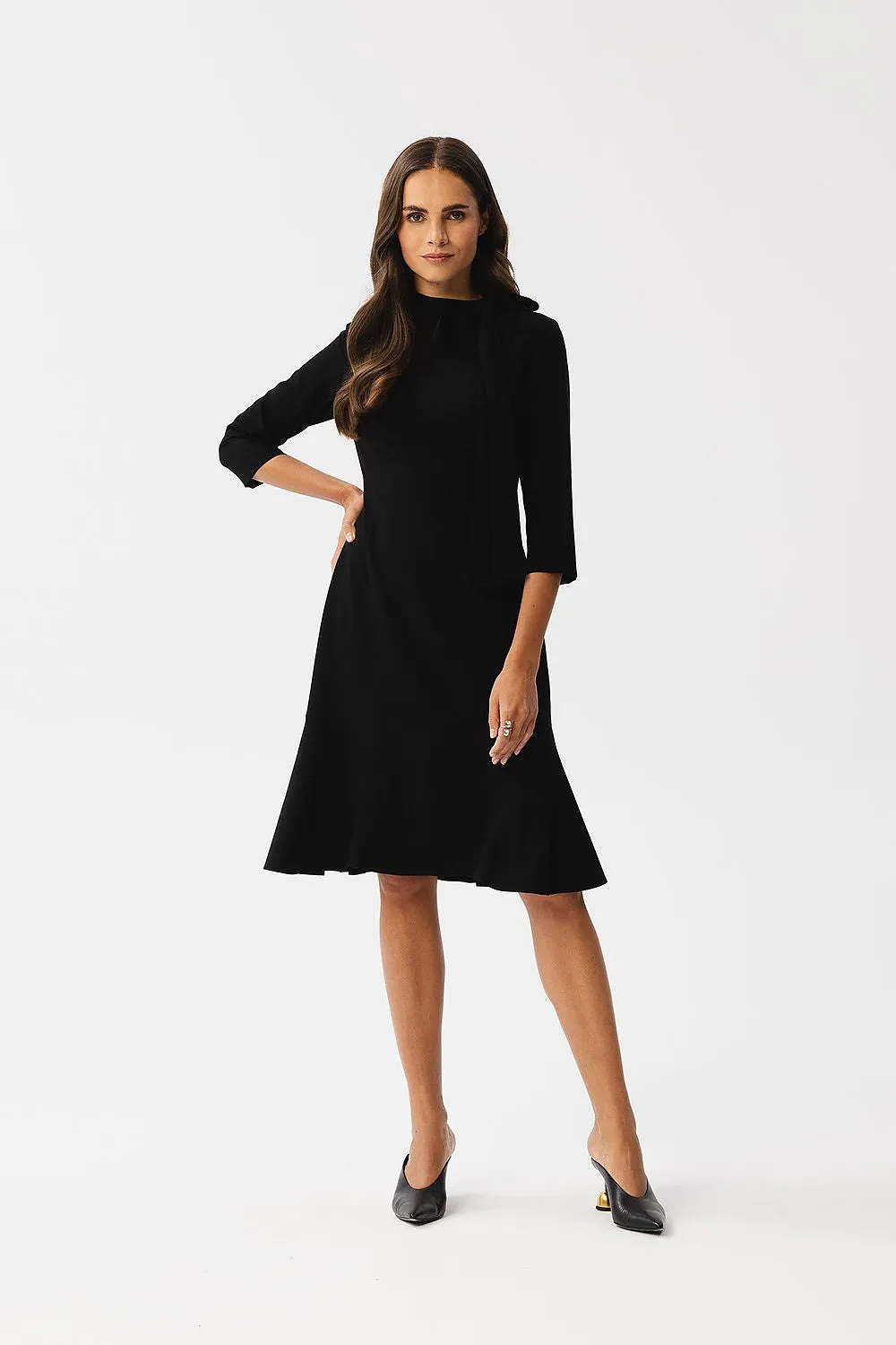 Ruffled Back Knee-Length Dress