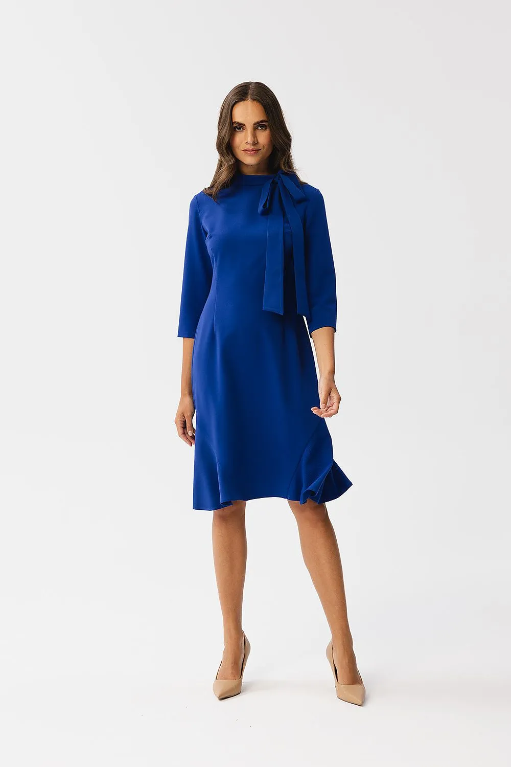 Ruffled Back Knee-Length Dress