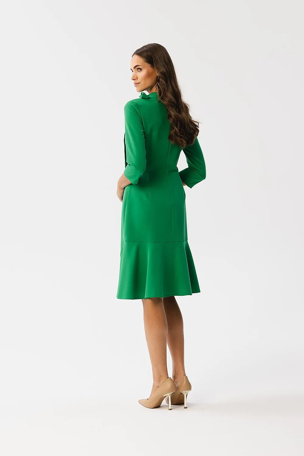 Ruffled Back Knee-Length Dress