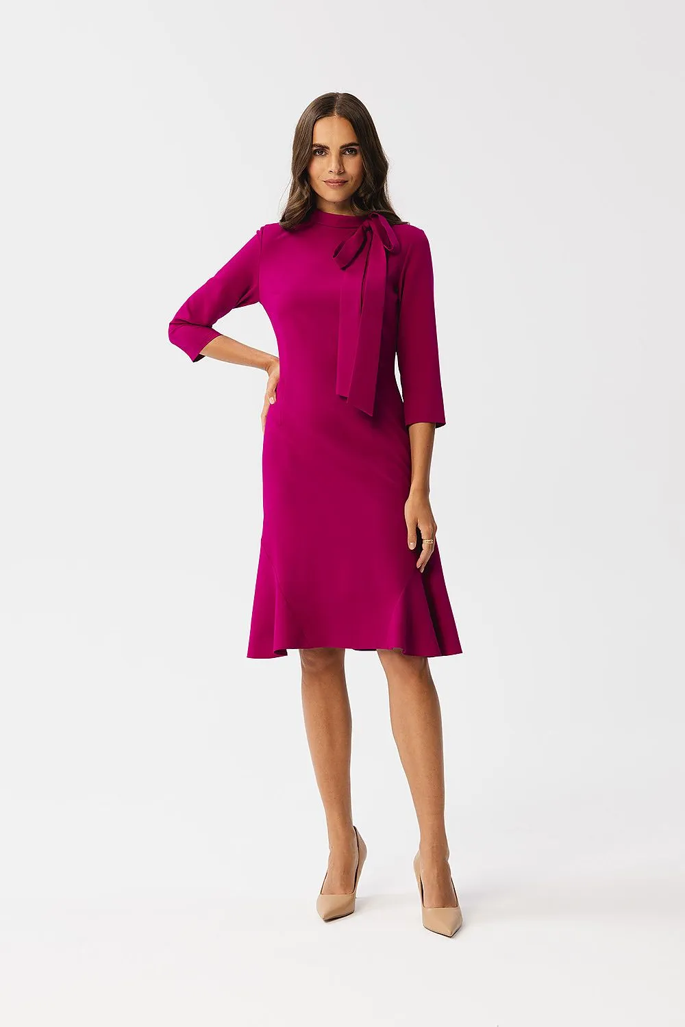 Ruffled Back Knee-Length Dress