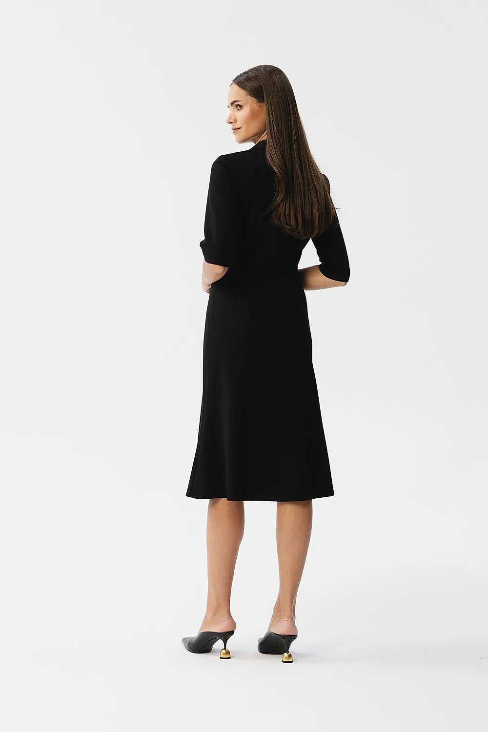 Ruffled Back Knee-Length Dress