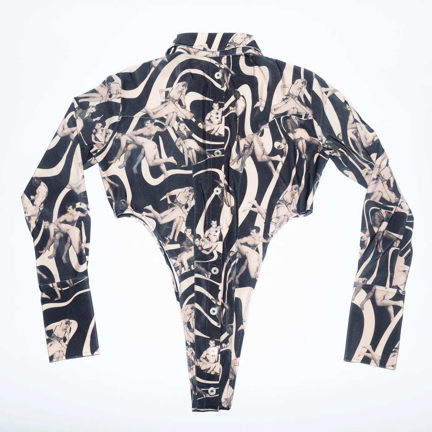 Runway Bipedalism Bodysuit Blouse in Light Brown Spank Print