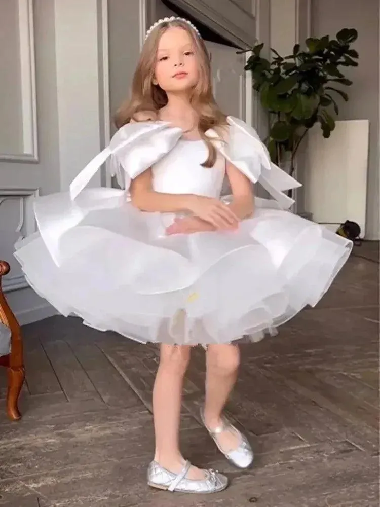 Satin Bow Knee-Length Princess Gown