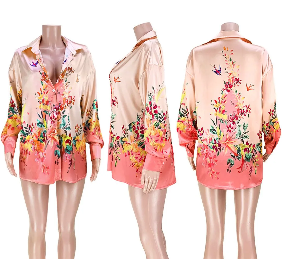 Schoensten  Gradient Flower Shirt Blouses