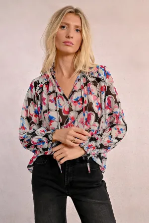 SEMI-TRANSPARENT BLOUSE WITH PRINT