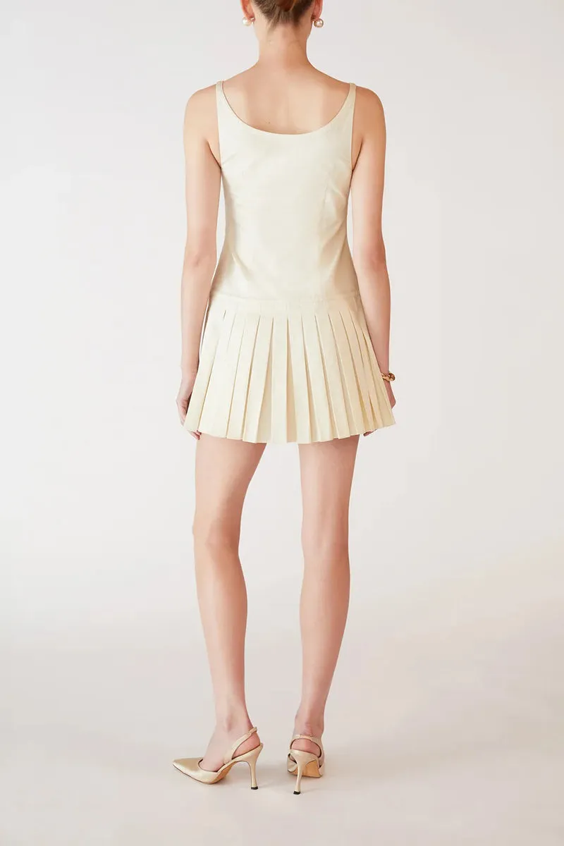 Sexy Bow Decor Pleated U Neck Pleated Dresses