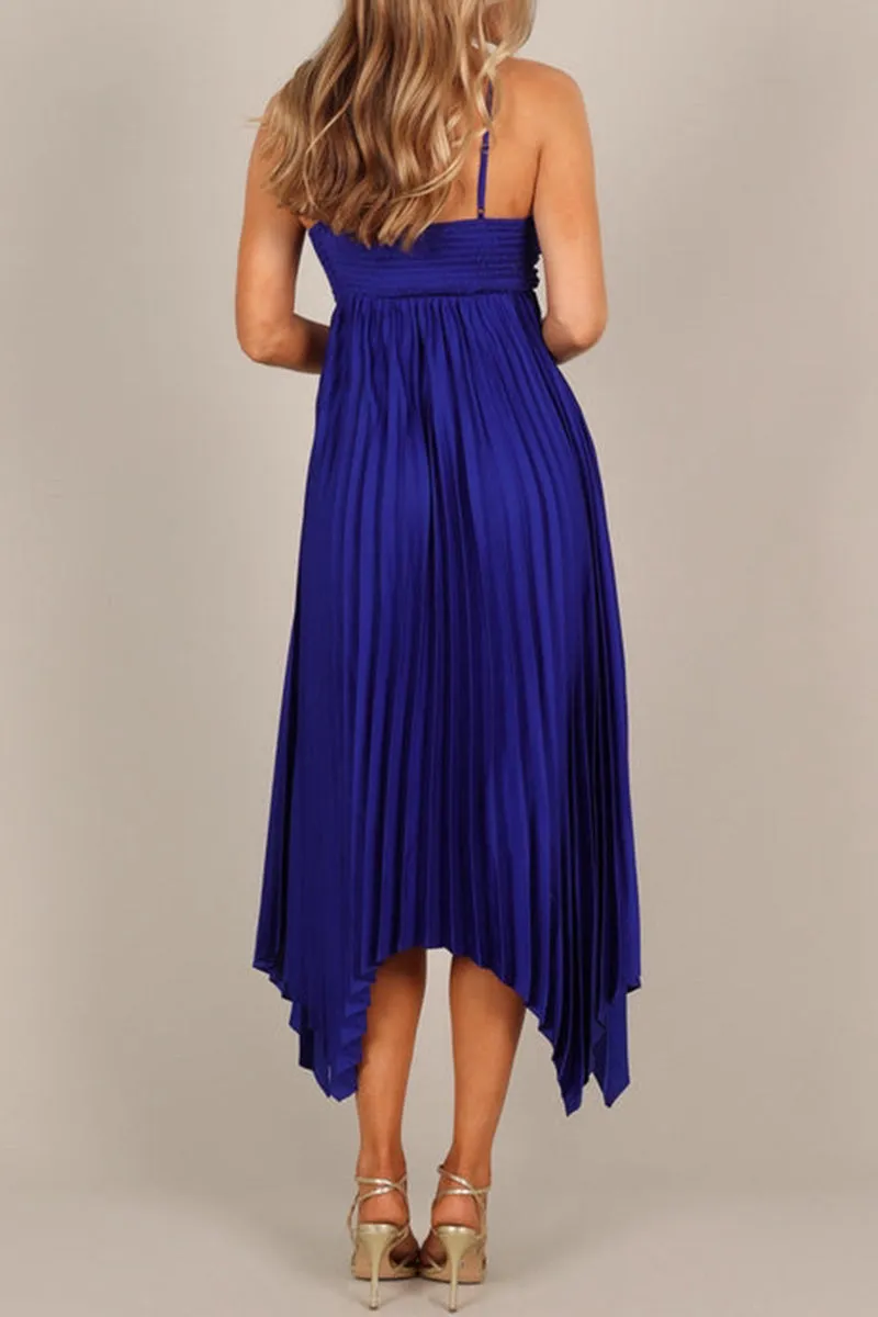 Sexy Elegant Solid Fold V Neck Irregular Dresses