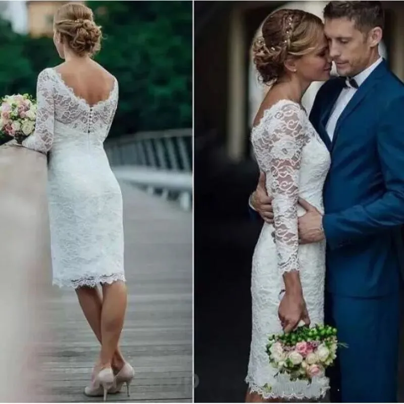 Short Lace Wedding Dress Formal Simple Bride to Be