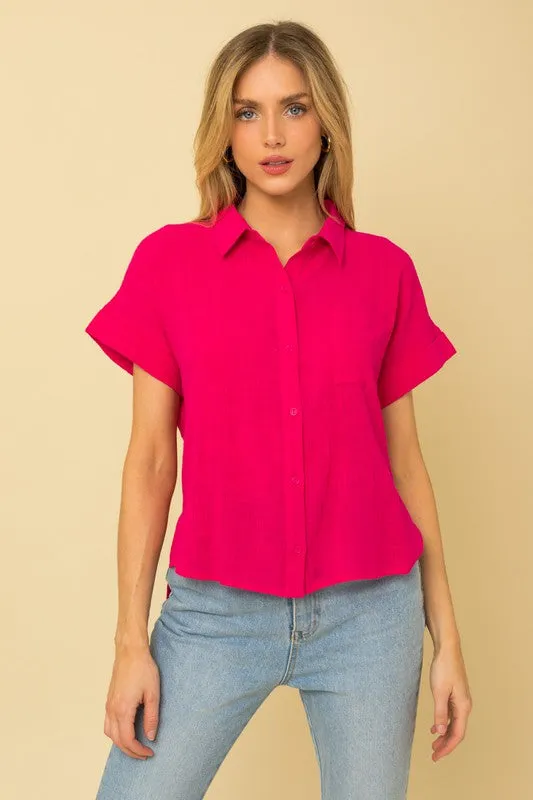 Short Sleeve Button Down Blouse, Gilli