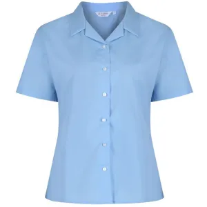 Short Sleeve Revere Collar Blouse (Twin Pack) Blue