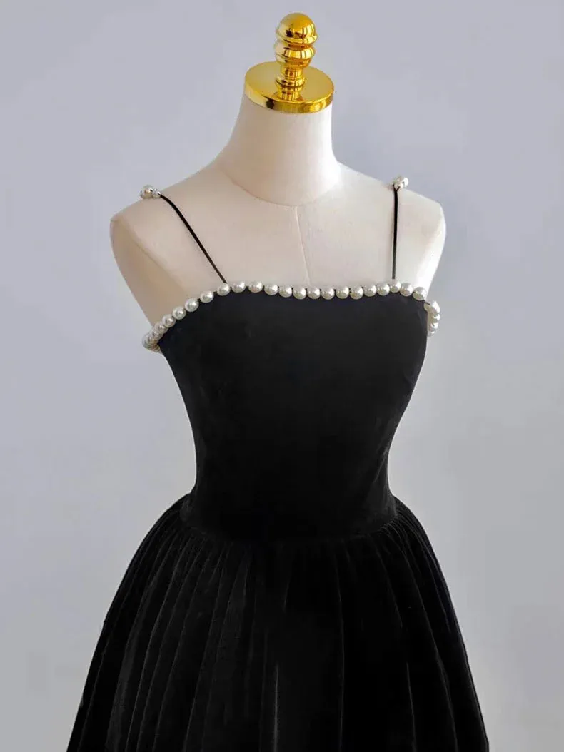 Simple Black tea length prom dress, Black homecoming dress  MD7235