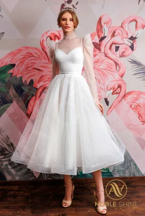 Sozanna A-line High neck Milk Wedding dress