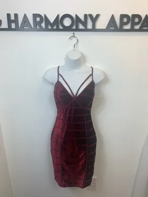 SPAGHETTI STRAP CAGED VELOUR MINI DRESS